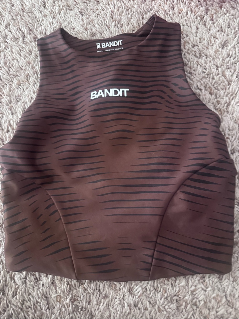 WOMEN'S STAMINA™ RACE CROP - ORGANIC STRIPE CACAO